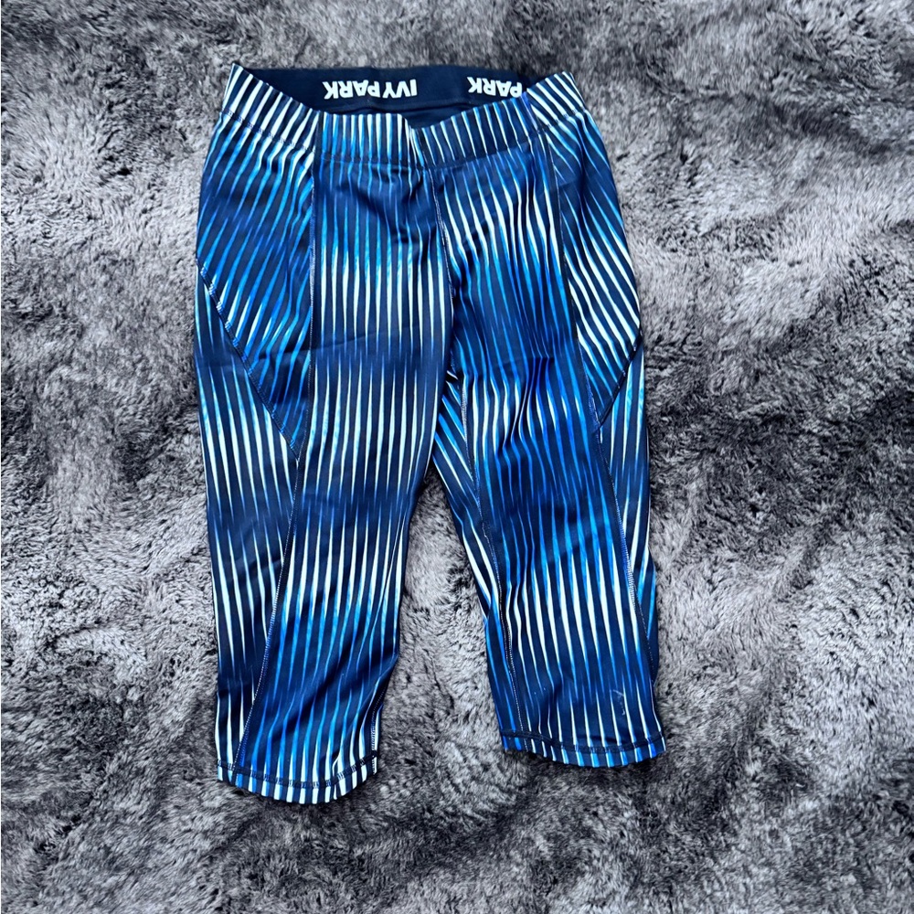 IVY PARK Blue Striped Leggings